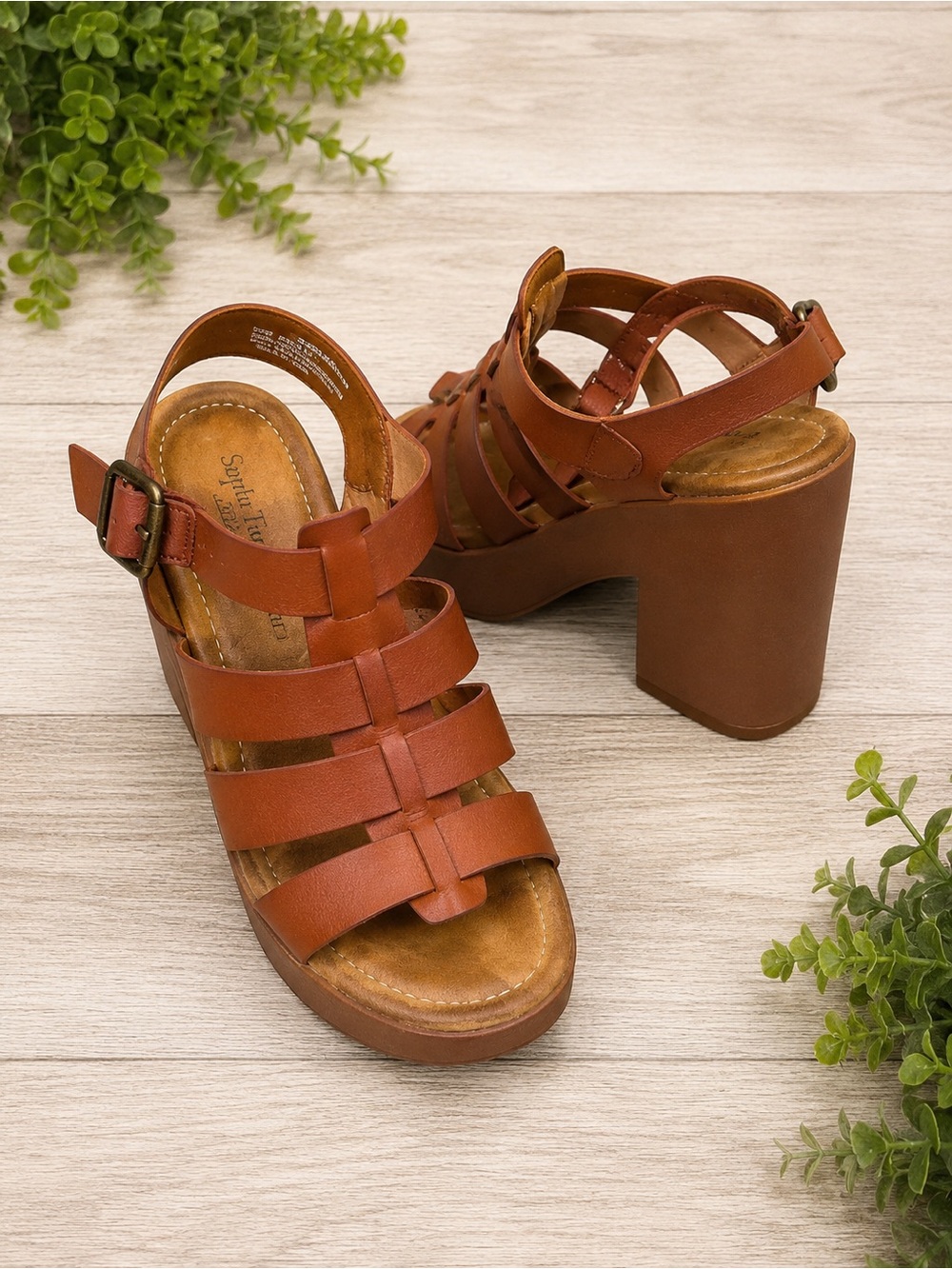 Women’s Brown Strappy Block Heel Sandals